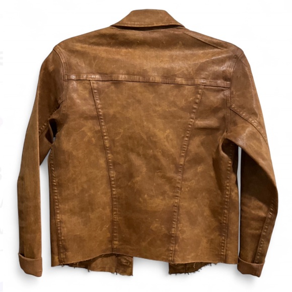SALE🌟LIKE NEW L'AGENCE | SZ S | Janelle Coated Cropped Slim Raw Hem Jacket Java - Picture 3 of 9
